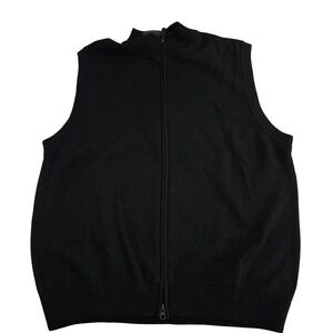 Grant Thomas Men's‎ Black Italian Merino Wool Zip Neck Sweater Vest L